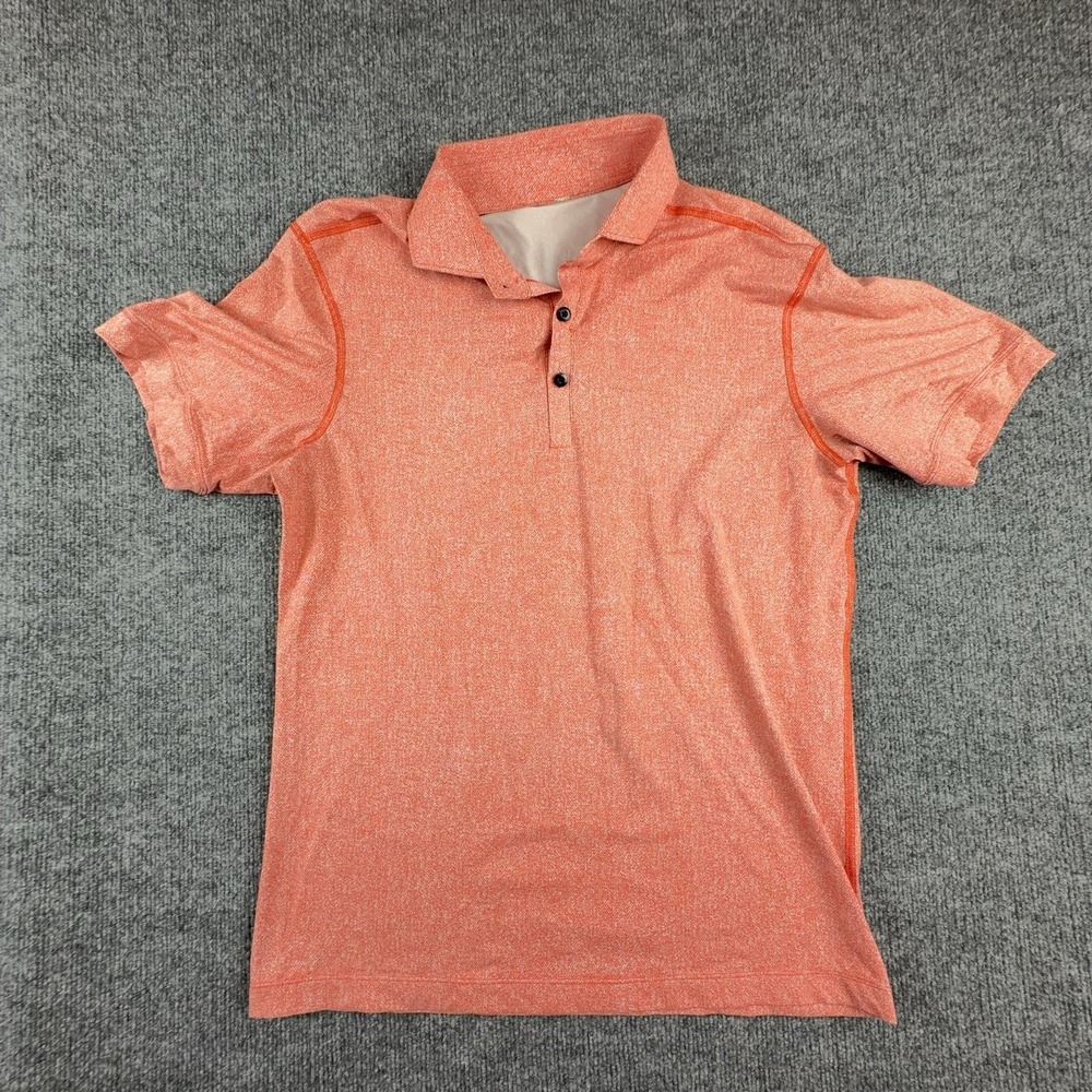 Lululemon Athletica Polo Shirt Mens Medium Orange Golf Performance Athletic
